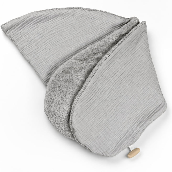 sei Design Stillkissenbezug 4-lagiger Musselin Teddyplüsch XXL 190 x 35 cm Grau – GOTS Bio-Baumwolle