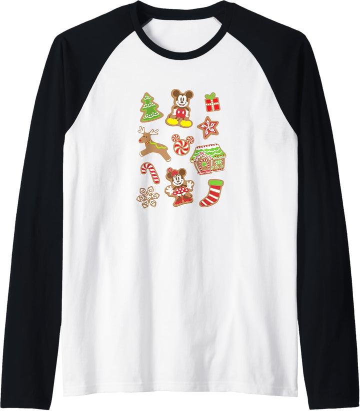 Disney Mickey & Minnie Gingerbread Cookie Weihnachten Raglan