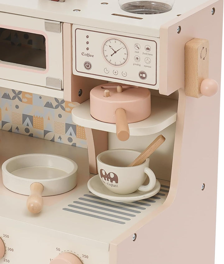 Kleinkind Spielküche aus Holz Kinderküche Zubehör Set Spielzeugküche Set mit vielen Spielfunktionen