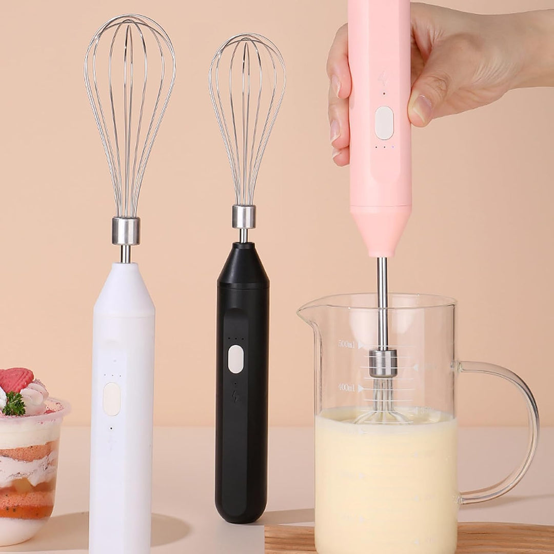 TOPINCN Elektrischer Handmixer, Wiederaufladbarer Handmixer, Schneebesen-Set, Kabellose Handküchenma