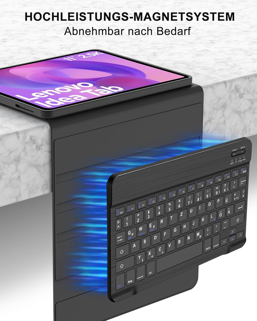 Hülle mit Tastatur für Lenovo Idea Tab 11" (2025) TB336FU/TB336ZU, Bluetooth Keyboard Schutzcase QWE