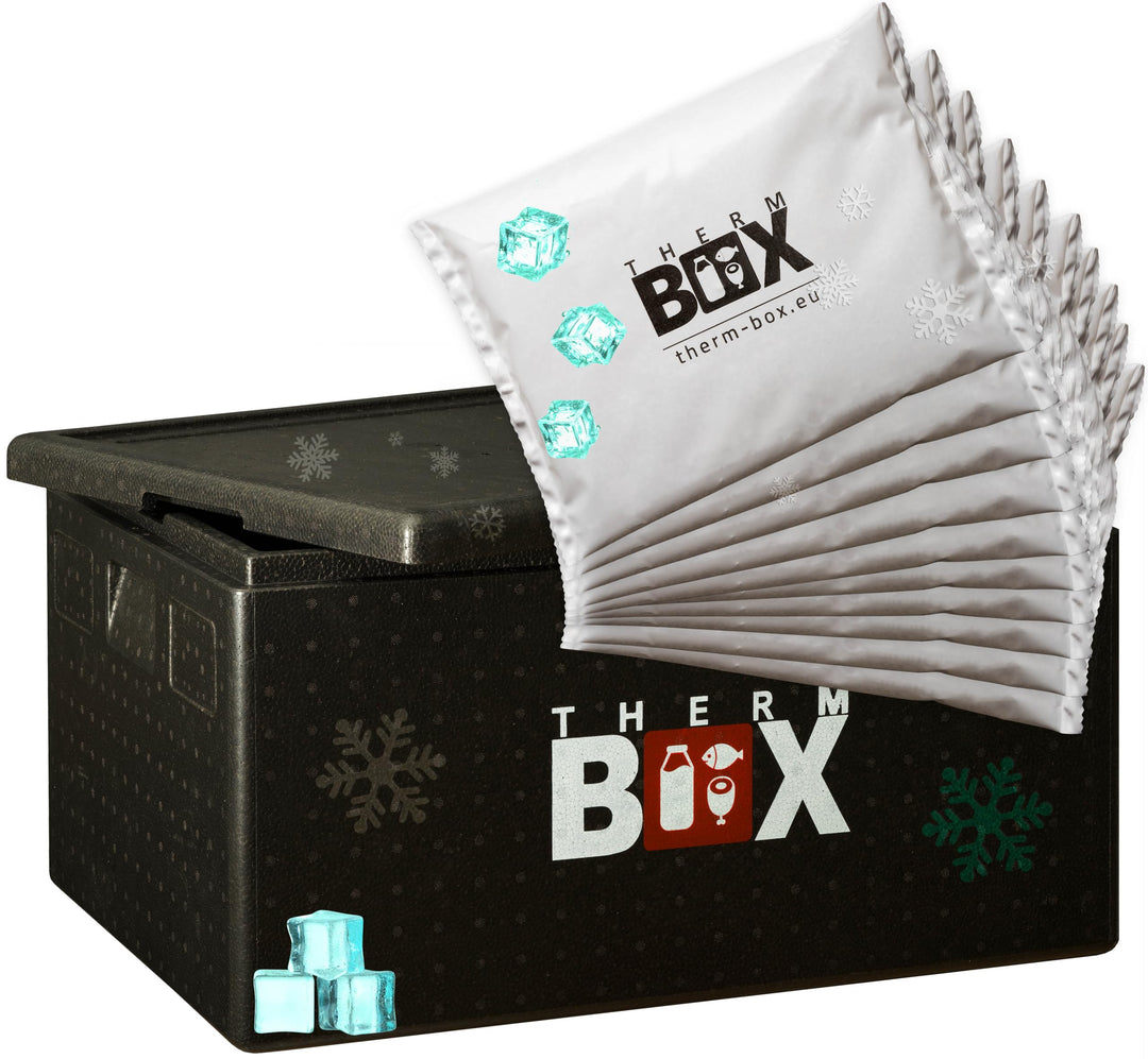 THERM BOX Styroporbox Profi gross mit Kühlakku für Kühlbox Transportbox Thermobehälter Wiederverwend
