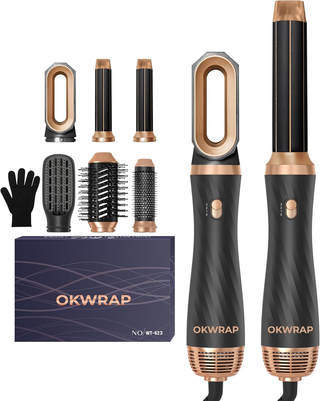 OKWRAP Haarstyler Airstyler Hair Styler Set 6 In 1 Mit Rundbürstenföhn Haarstyler Warmluftbürste The