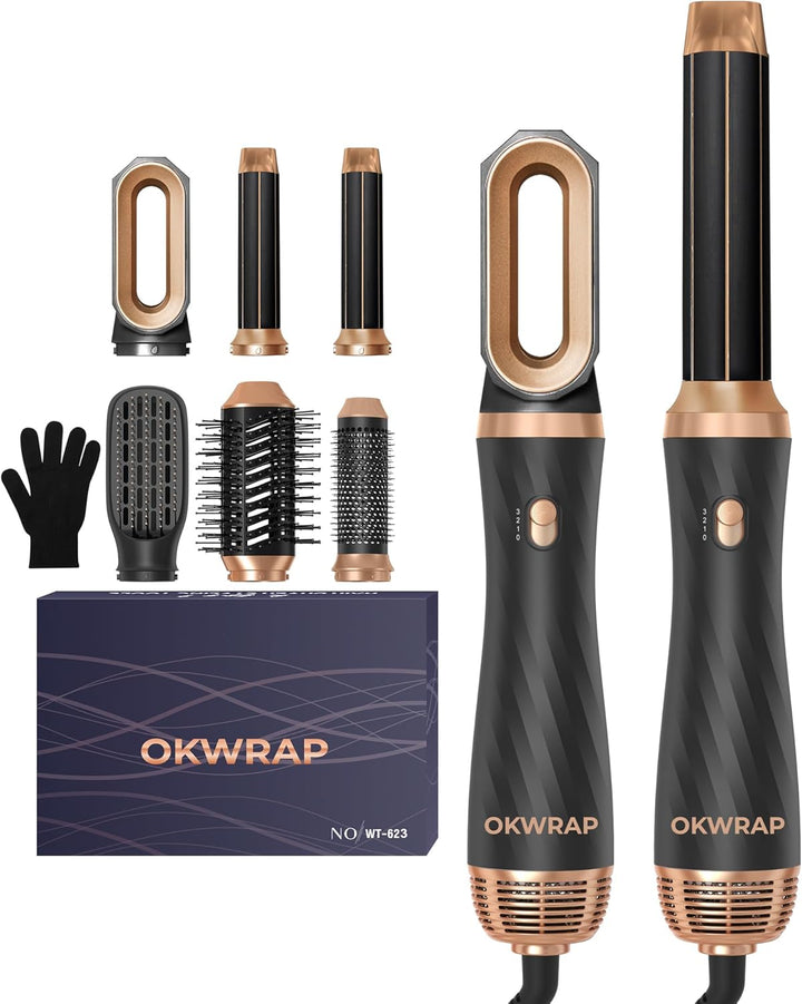 OKWRAP Haarstyler Airstyler Hair Styler Set 6 In 1 Mit Rundbürstenföhn Haarstyler Warmluftbürste The