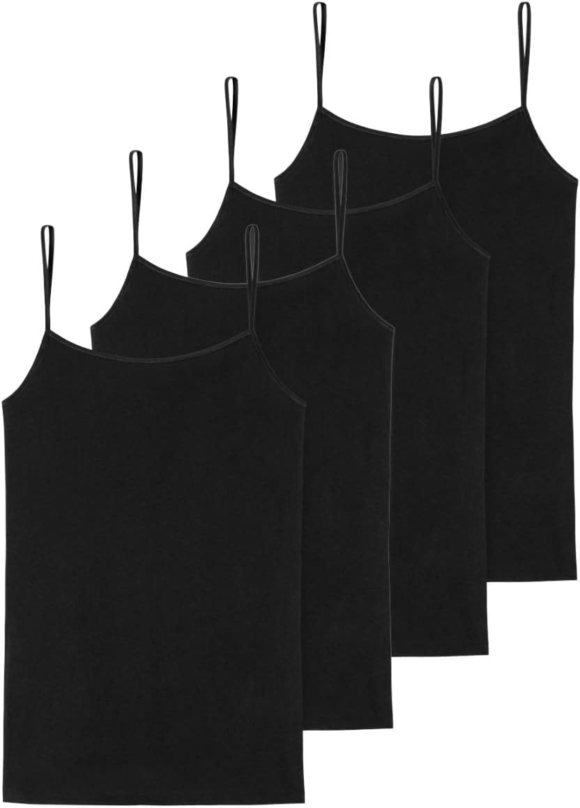 Schiesser Damen 2 PACK Spaghetti Top Unterhemd Bio Baumwolle - 95/5 Organic 46 4 X Schwarz, 46 4 X S