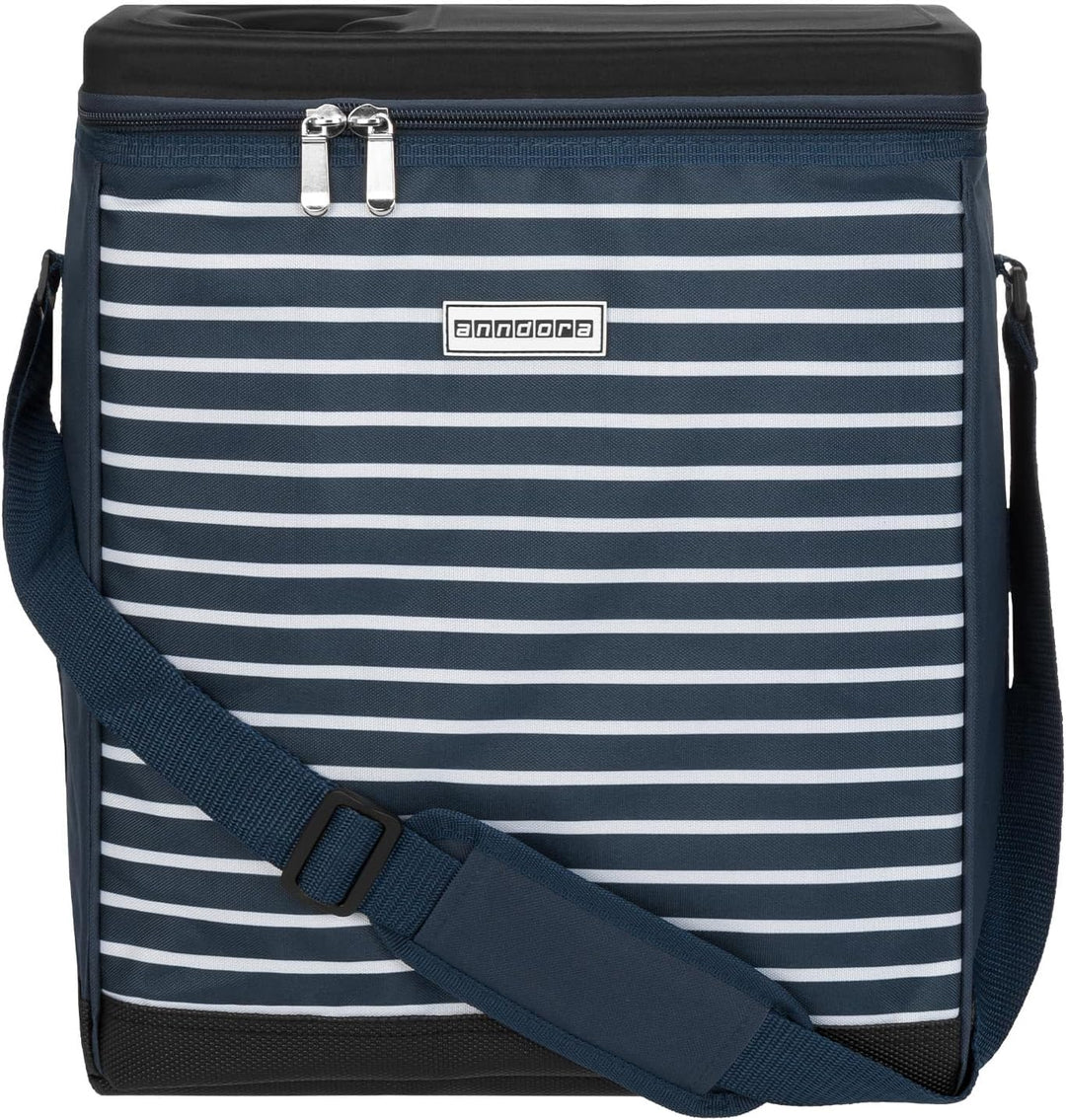 anndora Kühltasche XL 40 Liter - Isotasche Kühlbox Picknicktasche Farbauswahl XL long: Navy Blau Wei