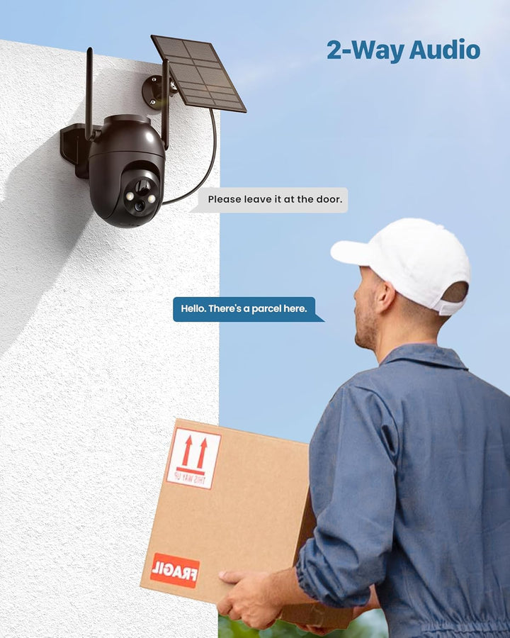 Überwachungskamera Aussen Akku und Solar Bewegungsmelder: 2K WLAN Kamera Outdoor Kabellos - 360° PTZ