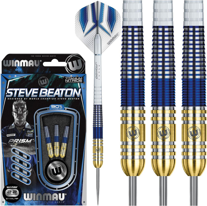 WINMAU Steve Beaton 22 Gram Profi Wolfram Steeltip Dartpfeile Set mit Flights und Schäfte