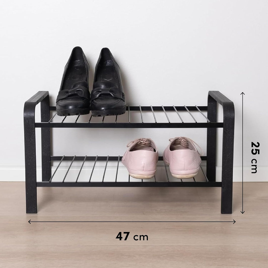 LM 390 Schuhregal aus Öko-Holz - pulverbeschichtetes Schuhregal platzsparend, 470 mm breite, ideal f