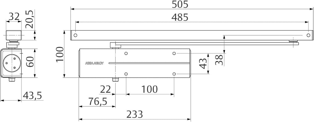 Yale Tesa Assa Abloy DC135-D9005 Schiebetür, Schwarz, Schwarz