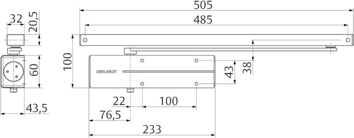 Yale Tesa Assa Abloy DC135-D9016 Schiebetürschliesser, Weiss, Weiss