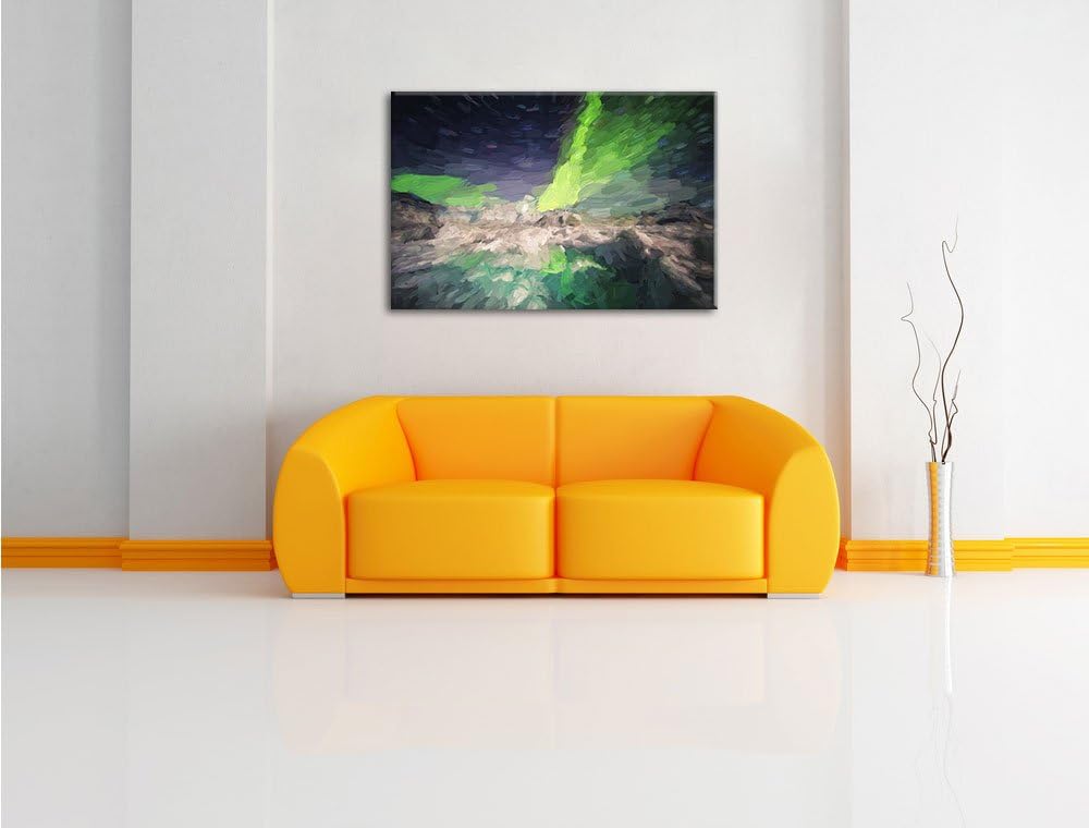 Pixxprint gewaltiges Polarlicht Kunst als Leinwandbild/Grösse: 100x70 cm/Wandbild/Kunstdruck/fertig