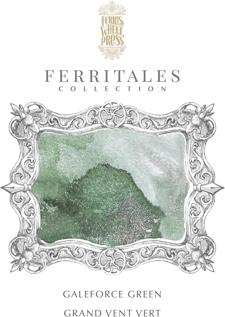 Ferris Wheel Press Fountain Pen Ink, FerriTales Collection, Deep Eucalyptus with Duochrome green/pin