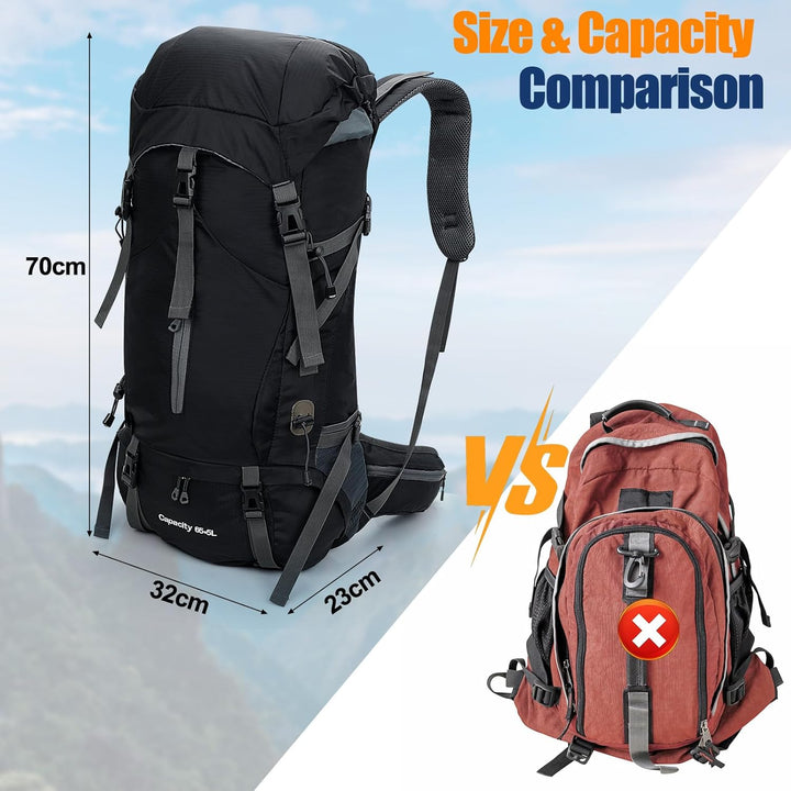 Cozary Wanderrucksack 70L Herren Damen Trekkingrucksack Outdoor Wandern Rucksack Mit Regenabdeckung,