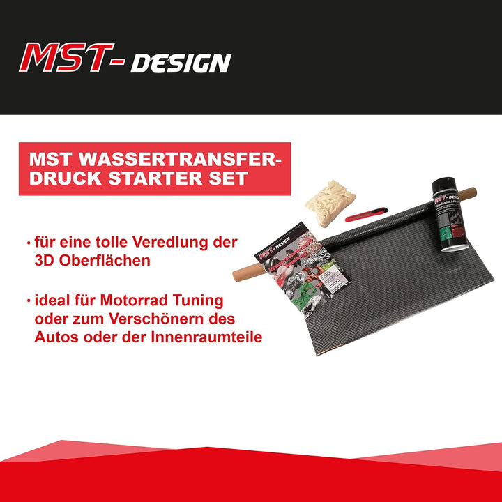 MST-DESIGN Wassertransferdruck Folie I Starter Set Klein I WTD Folie + Dippdivator/Aktivator + Zubeh
