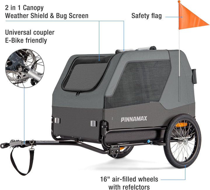 Hundeanhänger für Fahrräder – 2-in-1 Haustierbuggy, belastbar bis zu 45 kg – Fahrradanhänger für Hun