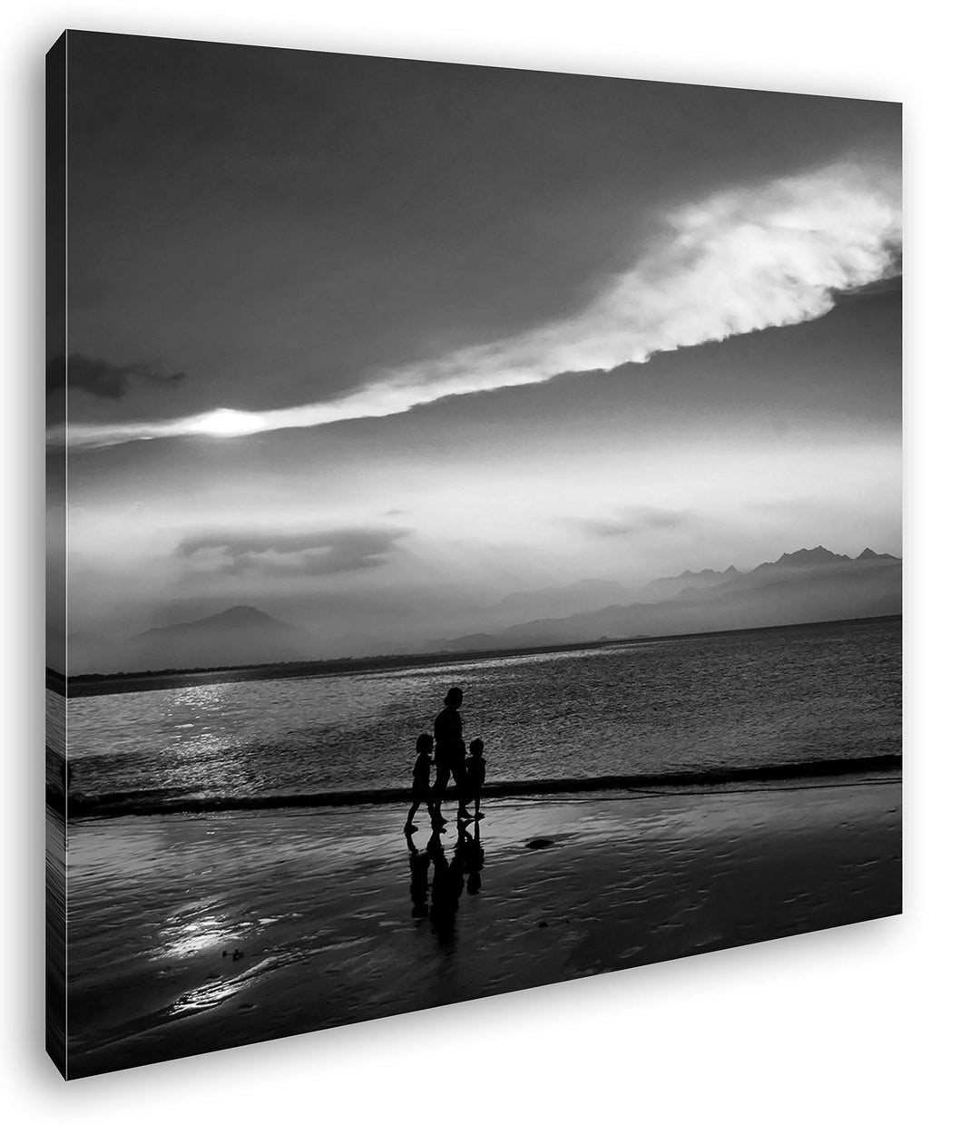 deyoli romantischer Strandspaziergang Format: 60x60 Effekt: Schwarz&Weiss als Leinwandbild, Motiv fe