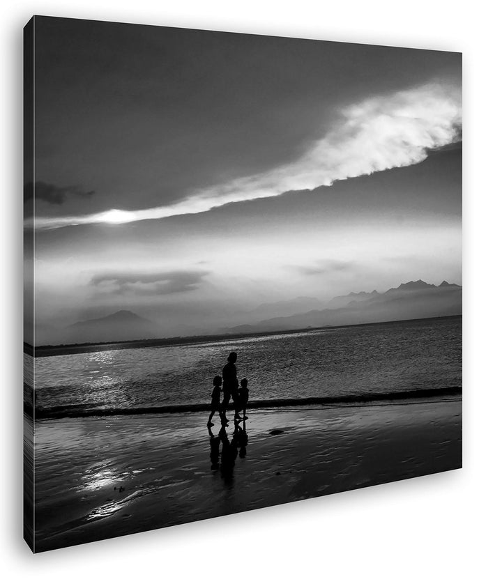 deyoli romantischer Strandspaziergang Format: 60x60 Effekt: Schwarz&Weiss als Leinwandbild, Motiv fe