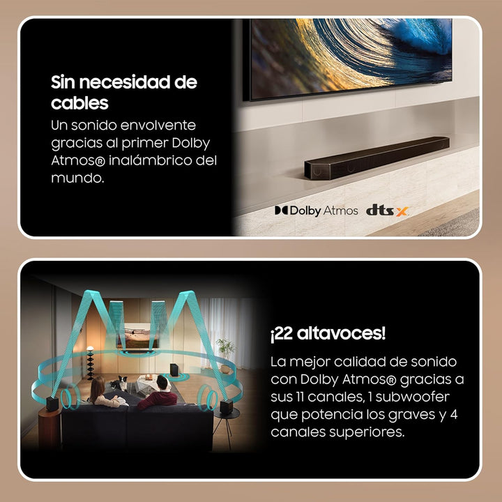 SAMSUNG Soundbar HW-Q990D/ZF 2024 - Dolby Atmos Wireless, Q-Symphony, 11.1.4 Kanäle, SpaceFit Sound