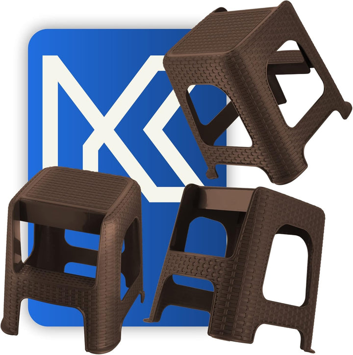 KADAX Hocker aus Kunststoff-Recyclingmaterialien, Tritthocker bis 160 kg, Rattanhocker mit Antirutsc