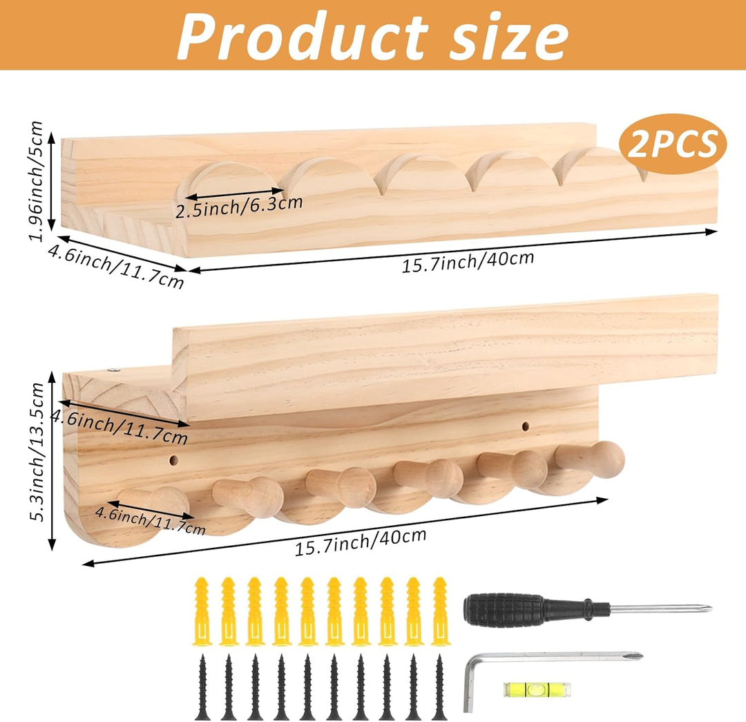 Rainmae Bücherregal Kinder, 40cm 3er-Set, Regal Kinderzimmer, Wandregal Kinderzimmermit Holzhaken id