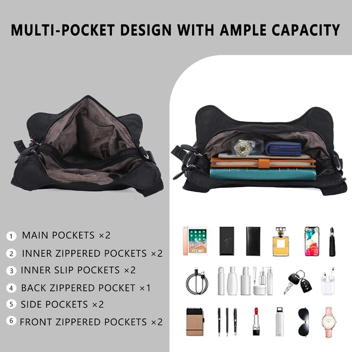 Angel Kiss Damen Schultertasche Hobo Tasche Umhängetaschen Schlusstaschen Henkeltaschen weiches PU L