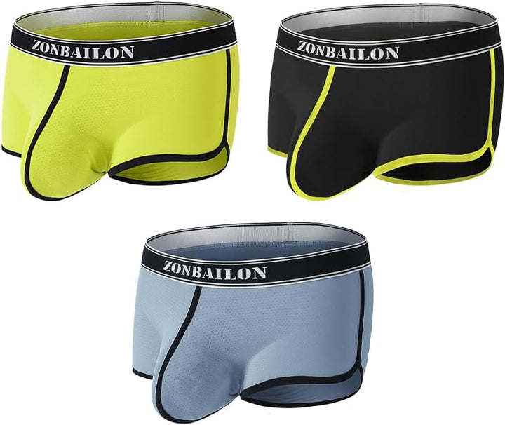 YAHWULAI HerrenBoxershorts Sexy Atmungsaktiv und Hautfreundlich Bequem L Gelbschwarzgrau, L Gelbschw