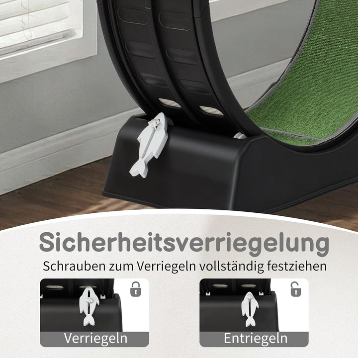 LEADZM Katzenlaufrad 80cm Durchmesser - Laufrad Katze aus Kunststoff, Inklusive Teppich und Katzensp