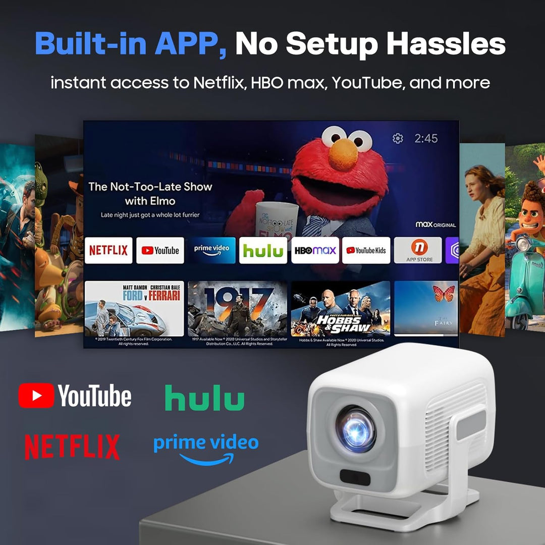 Mini Projektor [Eingebettete App] Autofokus Tragbarer Video-Beamer 4K UHD WiFi 6 BT5.2 Heimkino-Trag