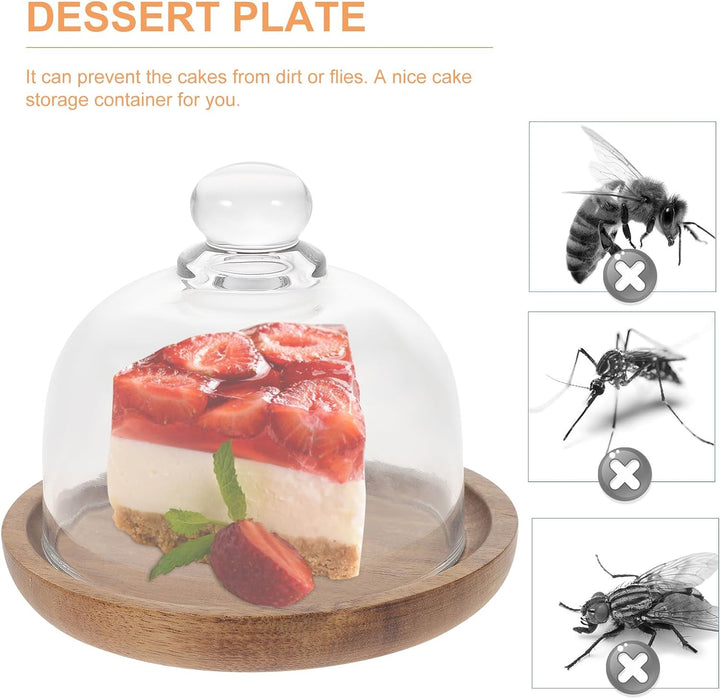BESTonZON Glasglocke mit Teller Mini Kuchenst?nder mit Glasglocke Kuchen Dessert Obst Cupcake Glasha