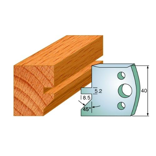 40mm Eurospindel Fräsmesser und Begrenzer - Profil 084 Profilmesser und Begrenzer (2 Messer und 2 Be