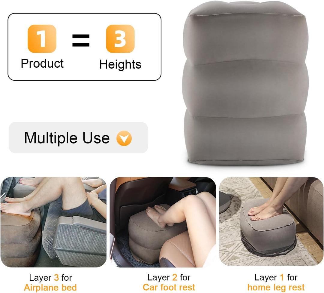 Maliton Fussstütze Flugzeug，Aufblasbare Fussstütze Kissen für Reisen Auto & Zuhause & Büro, Höhenver