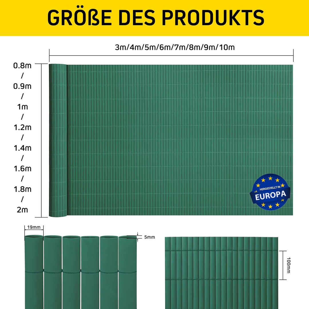jarolift PVC Sichtschutzmatte Balkon Sichtschutz Wetterfest für Garten Terrasse, Sichtschutzzaun Bal