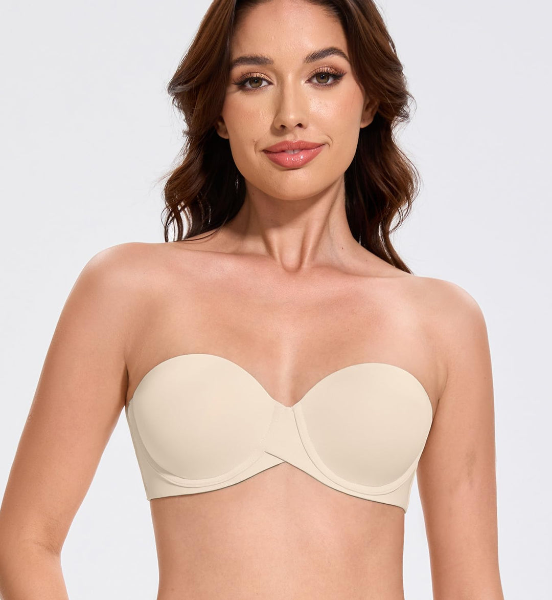 MELENECA Damen Push-Up Trägerlos BH - Bügel BH mit geformte Cups 70B Sanddollar, 70B Sanddollar