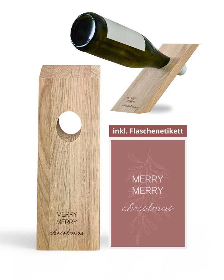 Livlig53 Weinflaschenhalter aus Holz, Magischer Flaschenhalter aus Eiche mit personalisiertem Weinet