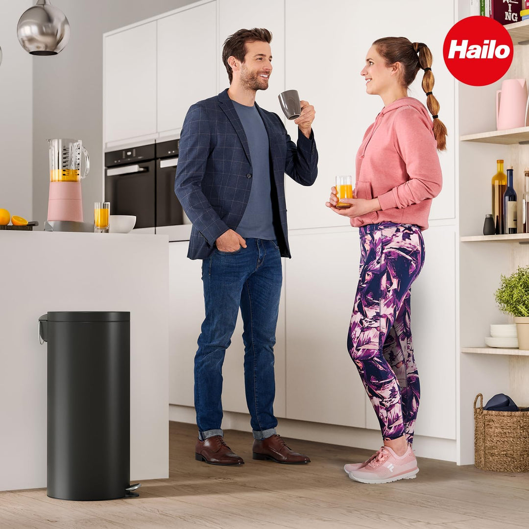 Hailo Selekta by runder Tretmülleimer mit Soft Close Deckel - 30L Fassungsvermögen - herausnehmbarer