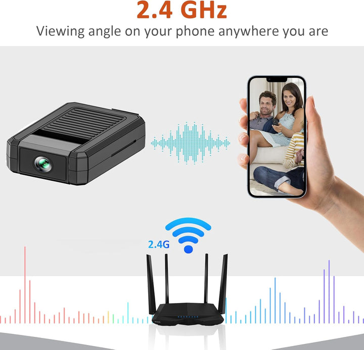XNJ Mini WLAN Kamera, 4K HD Überwachungskamera 180° drehbarem Objektiv, Remote Viewing für Sicherhei