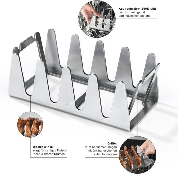 BBQ Rescher Bavarian Rescher Multi Grill Rack Robustes Edelstahl | Idealer Winkel für Fleisch, Ganz