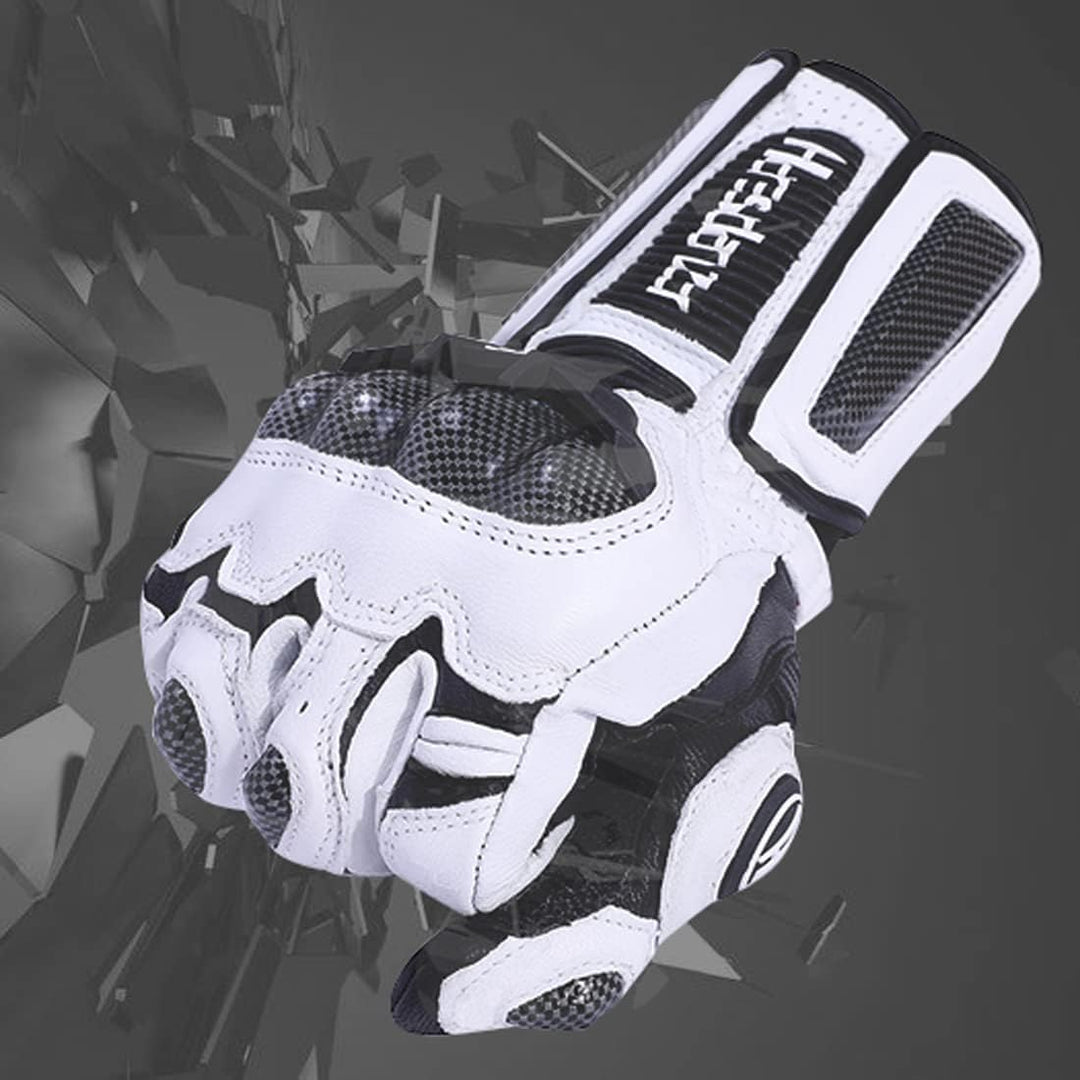Harssidanzar Motorradhandschuhe aus Leder für Männer und Frauen,Touchscreen Powersports Carbon Fiber