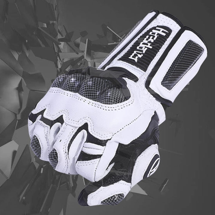 Harssidanzar Motorradhandschuhe aus Leder für Männer und Frauen,Touchscreen Powersports Carbon Fiber