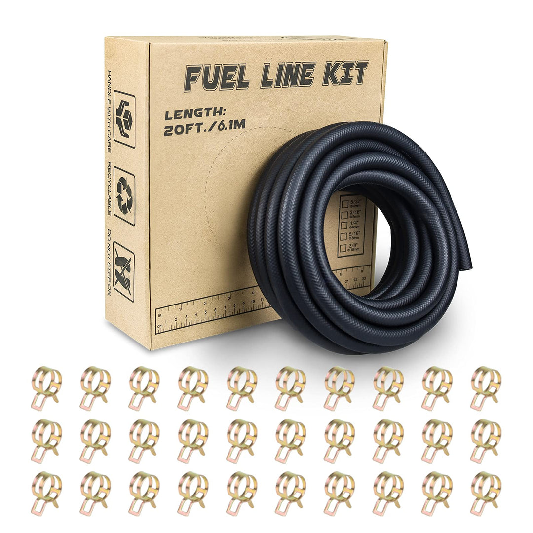 KeeYees 6.1 Meter Ø 6mm Kraftstoffleitung 1/4" Gummi Benzinschlauch Nylon mit 30 Stücke Schlauchsche