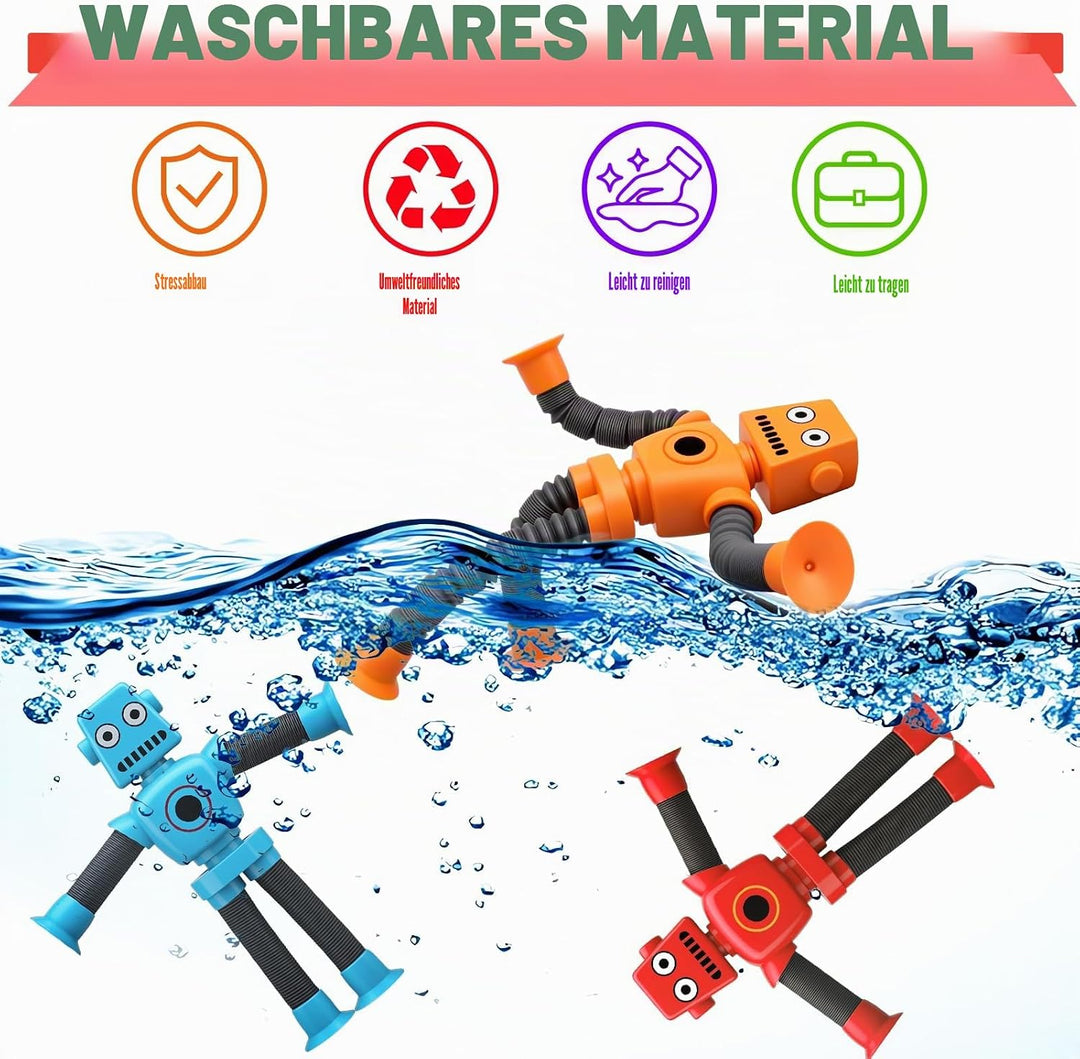 14PCS Transformable Fidget Spinner Roboter - Saugtasche Pop Tube Sensorische Spielzeug, Korb Strümpf