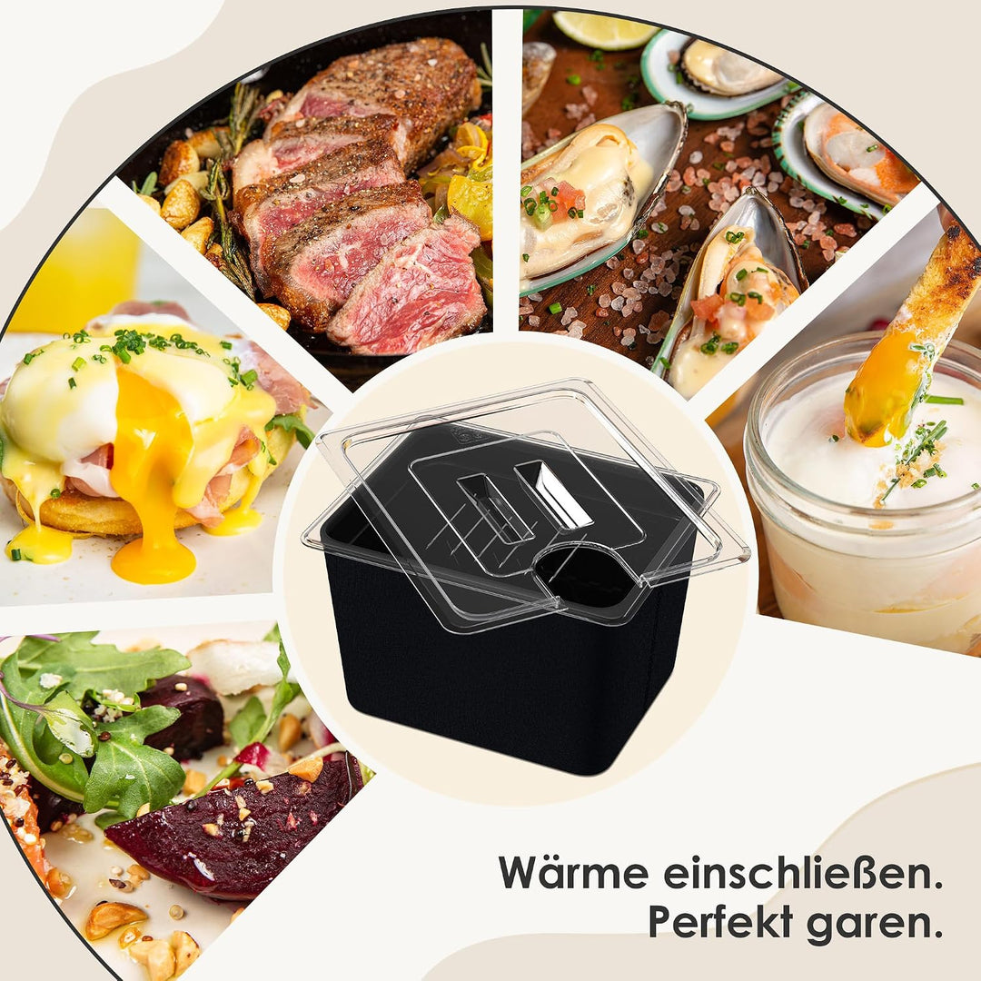 KitchenBoss Sous Vide Behälter mit Deckel, Edelstahl Rost, Isolierhülle 11L