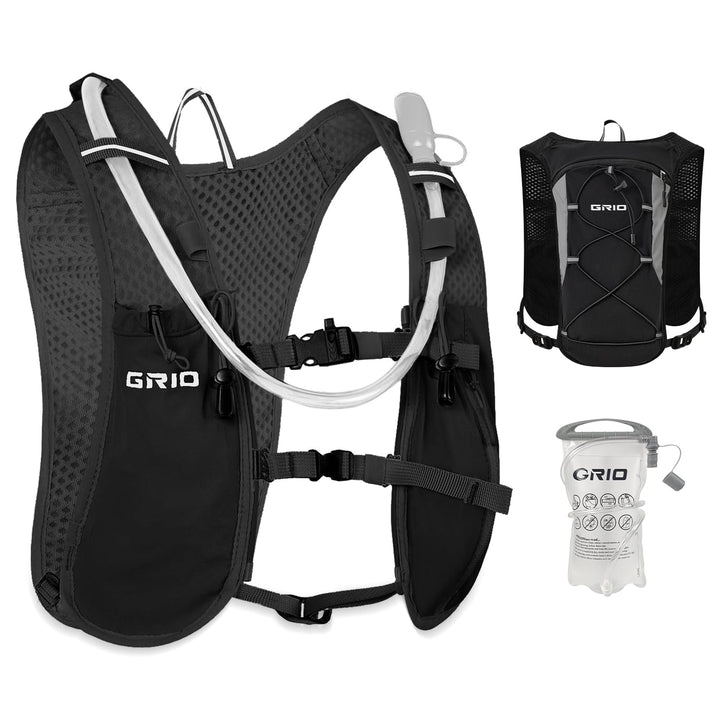 GRIO Laufweste mit 1.5L Trinksystem, Leichte Hydration Weste für Damen & Herren, Atmungsaktiv & Refl