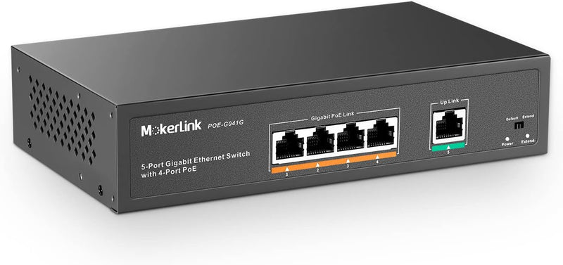 MokerLink 5 Port Gigabit POE Switch, with 4 Port POE+ 1000Mbps, 78W IEEE802.3af/at, Unmanaged Plug a