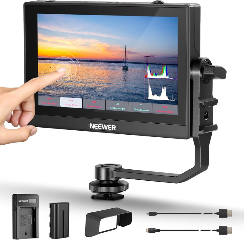 NEEWER F500 5,5" Kamera Feldmonitor, HDR Touchbildschirm mit 3D LUT, Wellenform, Vektorskop, Voll HD