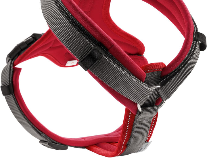 Hunter Hundegeschirr Maldon UP, Farbe: rot/grau, weich gepolstert & komfortabel, stark reflektierend