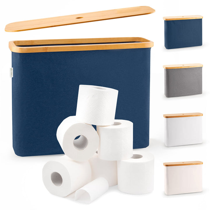 Lonbet Blue Toilet Paper Storage Stand 12 Rolls with Lid Blau 12 Rolls, Blau 12 Rolls