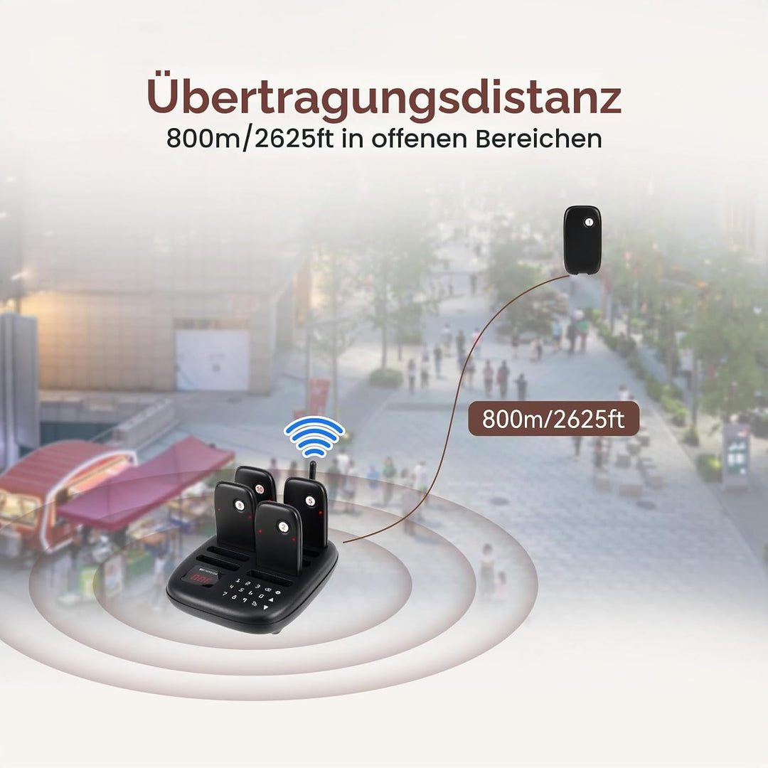 Retekess TD175S Pager Rufsystem, Aussenbereich 800m, 7 Rufmodi mit Vibration, Touch-Taste Leicht zu