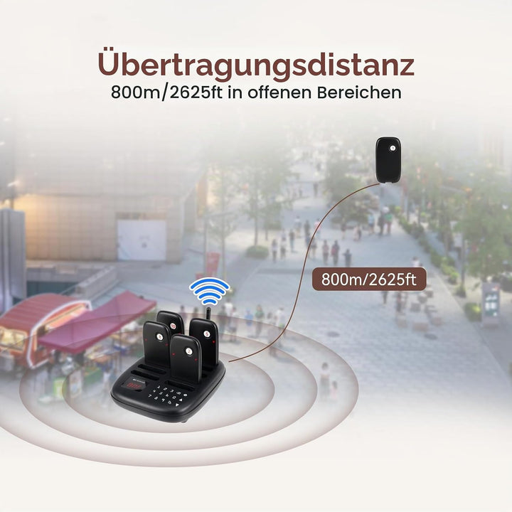 Retekess TD175S Pager Rufsystem, Aussenbereich 800m, 7 Rufmodi mit Vibration, Touch-Taste Leicht zu